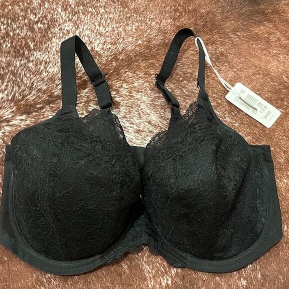 Elomi Brianna Lace Padded Half Cup Underwire Bra Black 40H - Picture 3 of 10